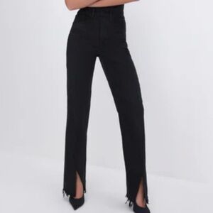 Good American Black Jeans with Front Slits (NEVER WORN)
